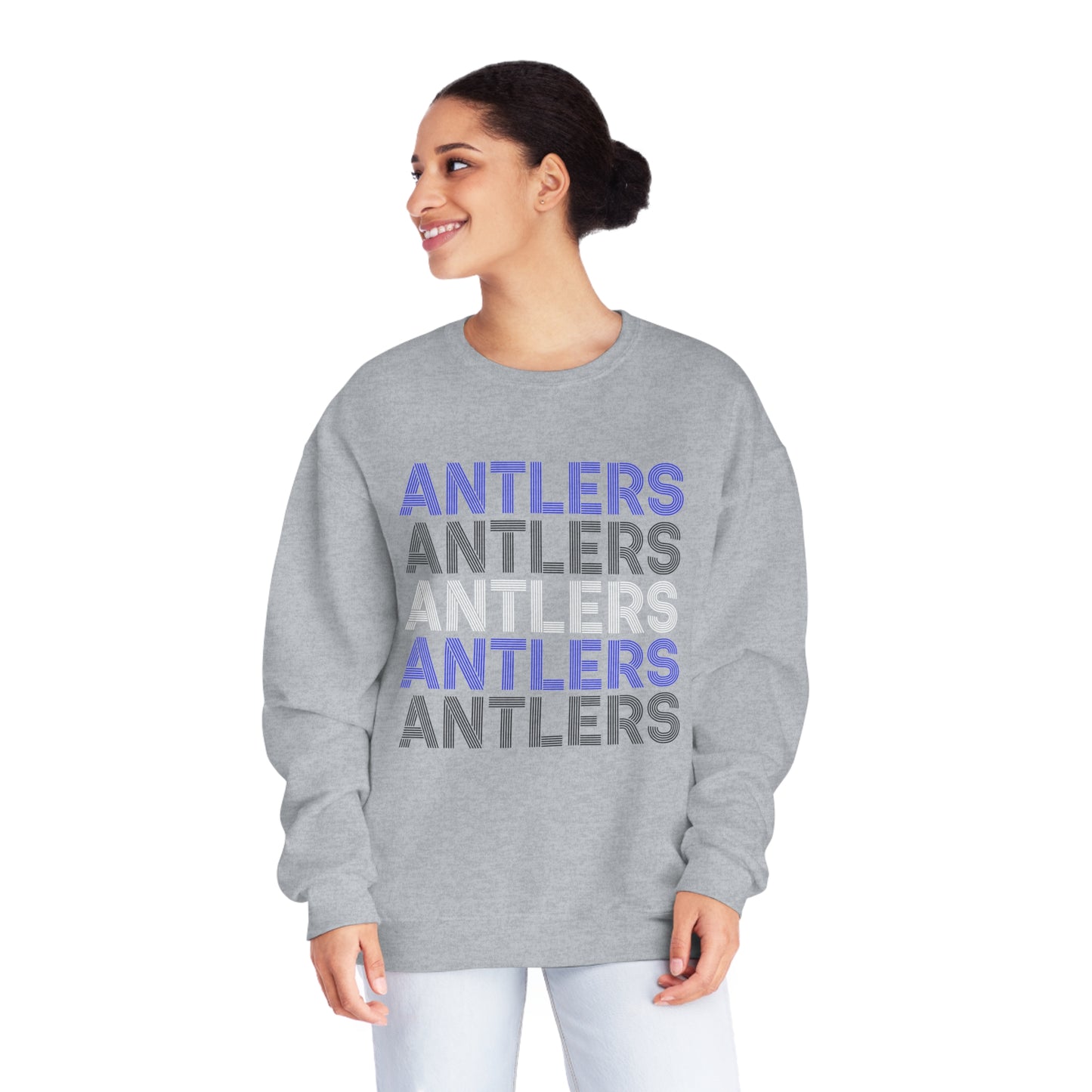 Adult Antlers on Repeat Unisex Crewneck Sweatshirt