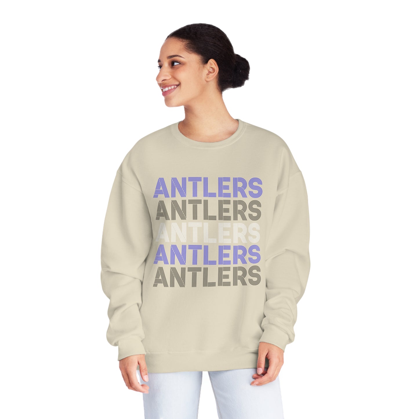 Adult Antlers on Repeat Unisex Crewneck Sweatshirt